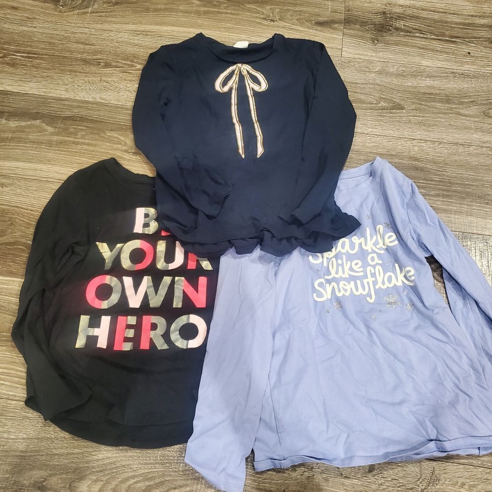 Girls Long Sleeve Shirts Size 10 Zara Long Sleeve Tees Black, Navy, Light Purple